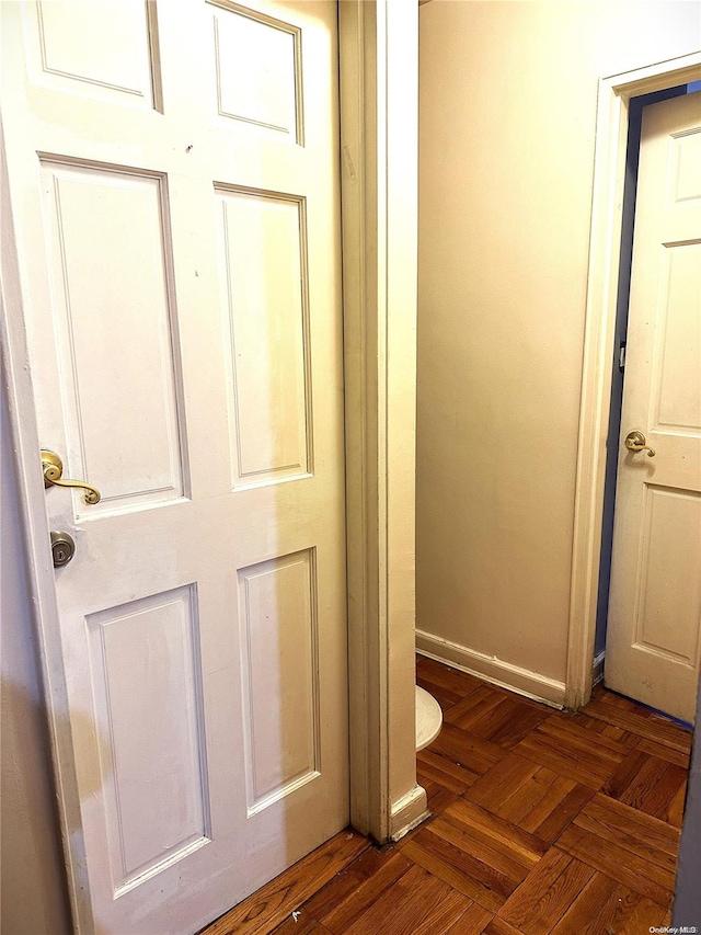 interior space featuring parquet floors