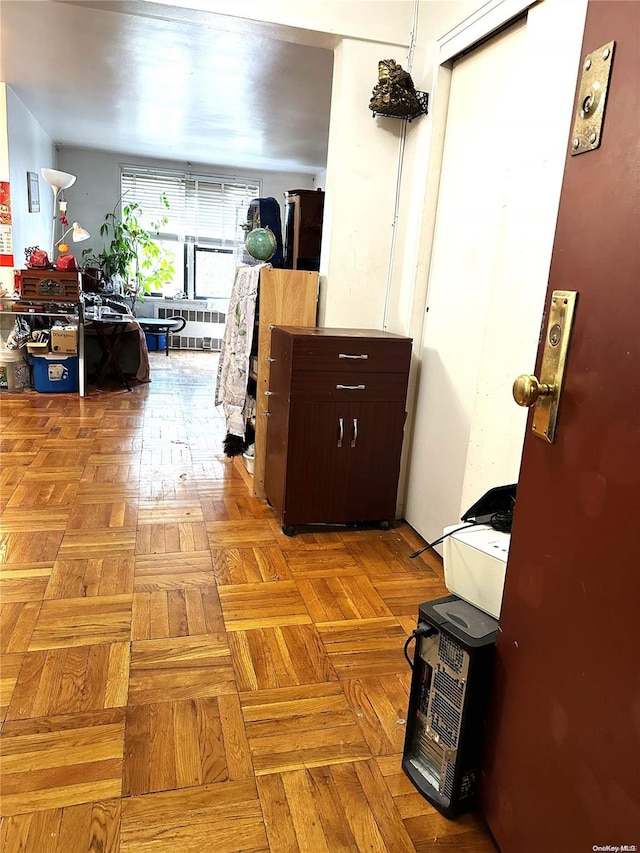 hall with light parquet flooring