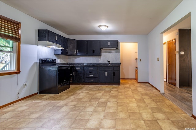 kitchen with sink and black range with electric cooktop