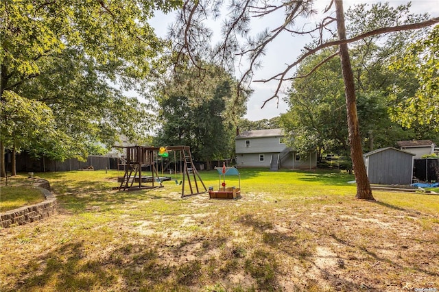 view of yard with a playground