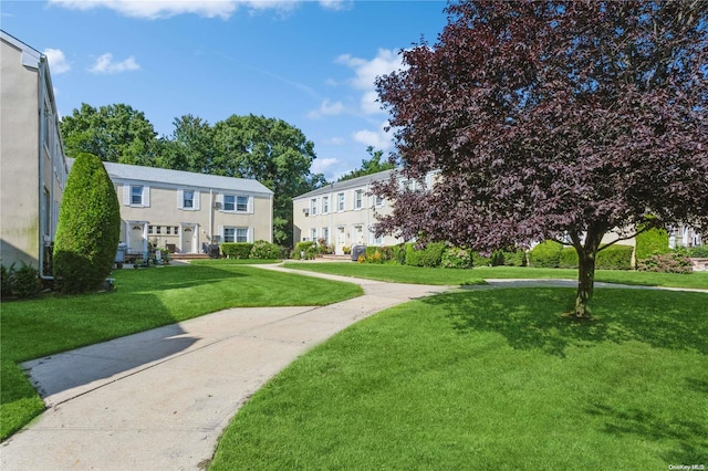 view of home's community with a lawn