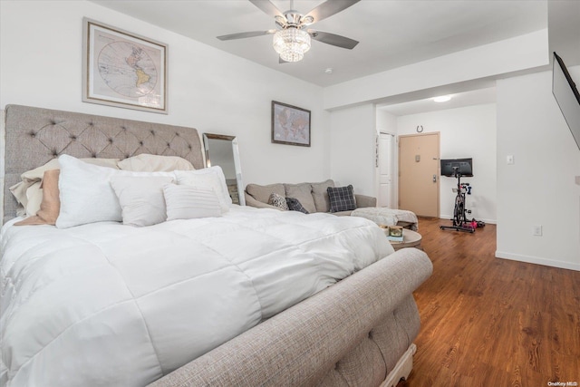 525 Bch 138th St Unit A2, Belle Harbor, NY 11694 - bedroom with wood finished floors, baseboards, and ceiling fan