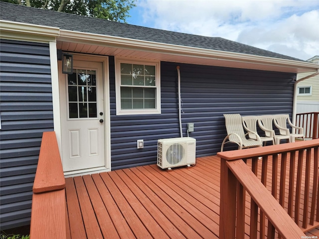 wooden deck with ac unit