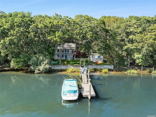 dock area featuring a water view