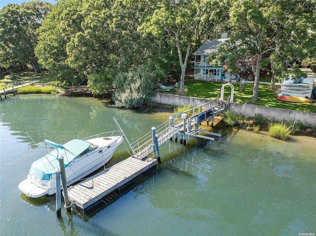 view of dock featuring a water view