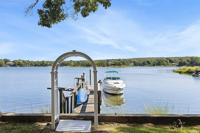 dock area featuring a water view