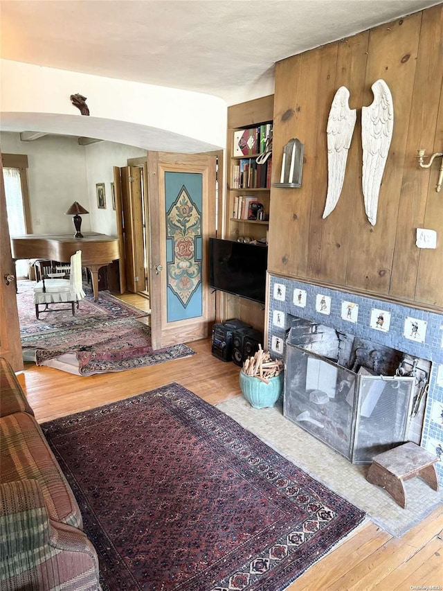 living room with light wood-type flooring