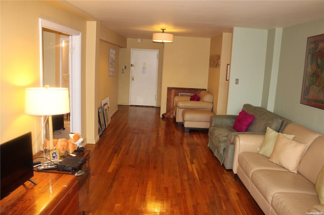 living room featuring dark hardwood / wood-style flooring