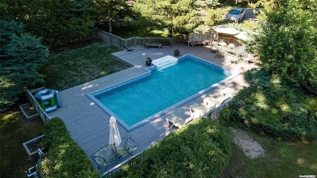 view of swimming pool featuring a patio area