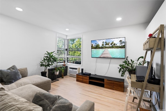 living room featuring light wood-type flooring