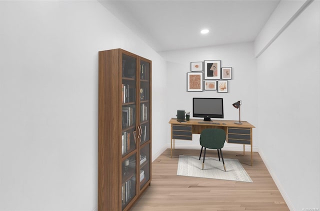 office area featuring light hardwood / wood-style flooring