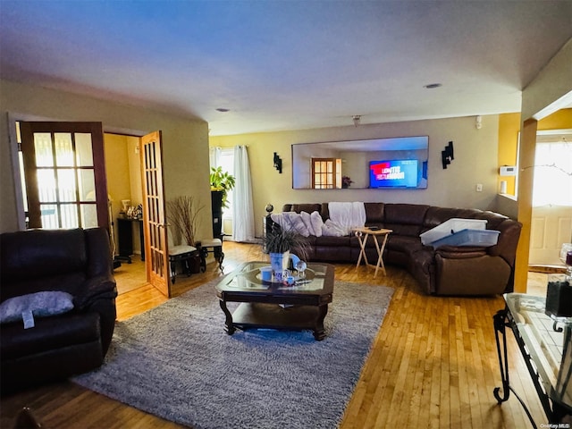 living room featuring light hardwood / wood-style floors