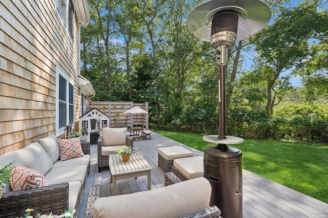 view of patio featuring outdoor lounge area and a deck