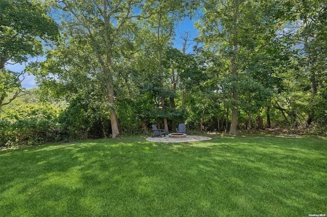 view of yard with an outdoor fire pit