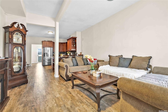 living room with hardwood / wood-style floors