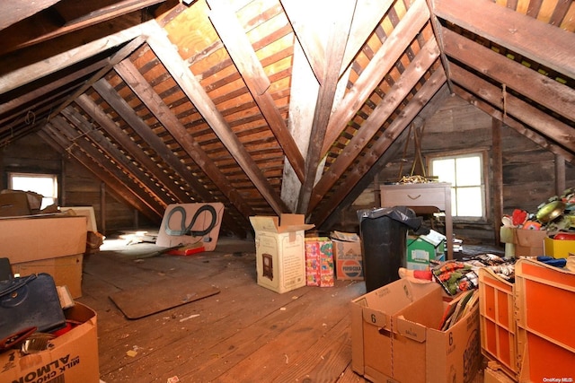 view of unfinished attic