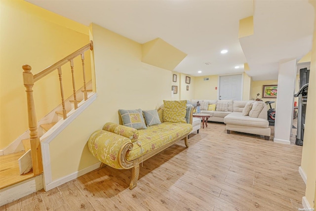 living room featuring light hardwood / wood-style flooring