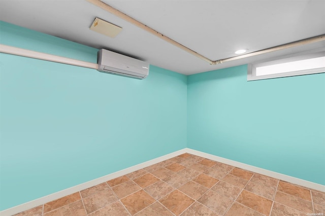 basement with an AC wall unit