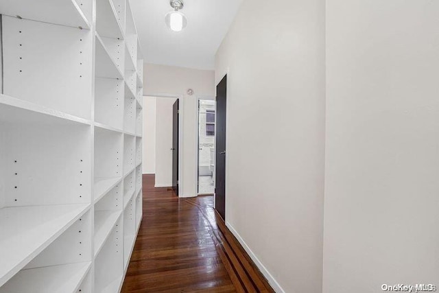 hall with dark hardwood / wood-style floors