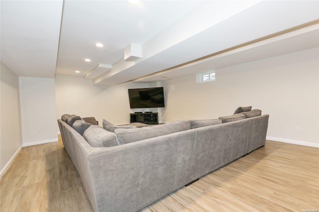 living room with light wood-type flooring