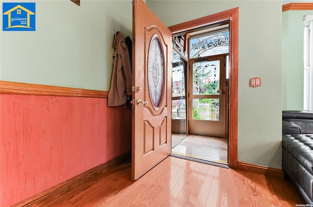 doorway with light hardwood / wood-style flooring