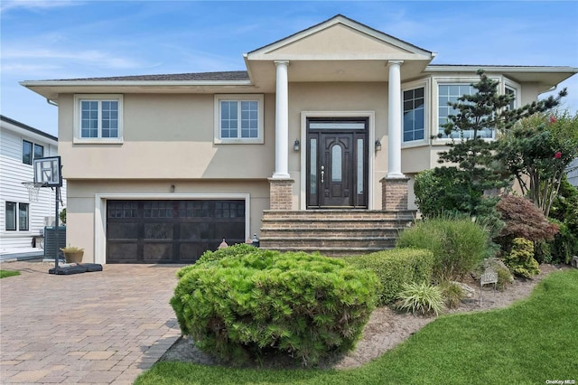 view of front of house with a garage