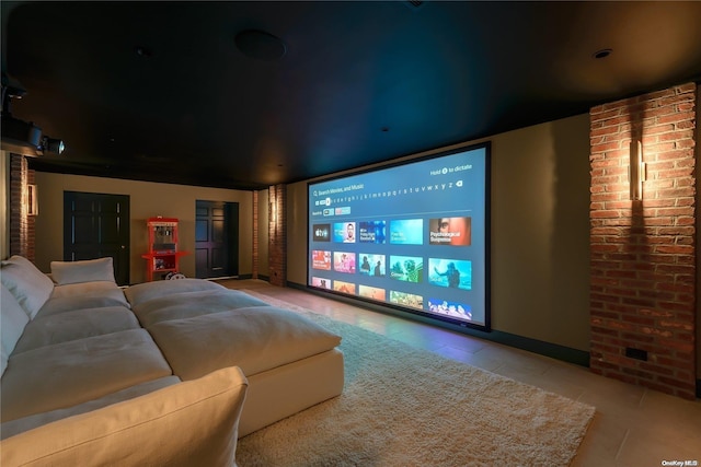 cinema with light tile patterned floors