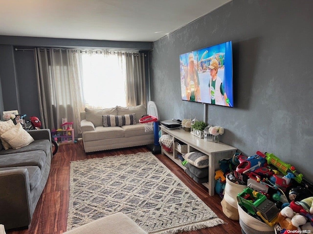 living room featuring dark hardwood / wood-style flooring