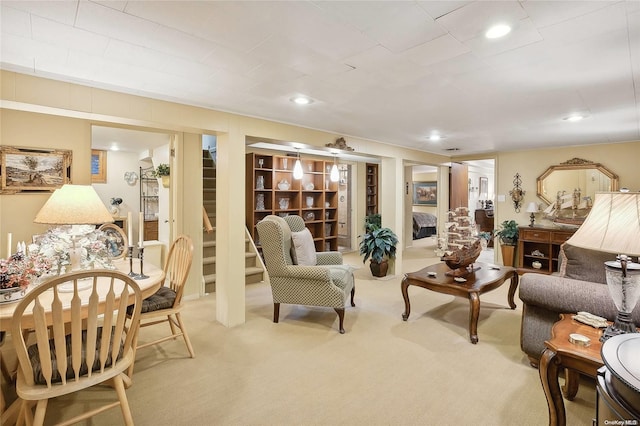 sitting room featuring carpet