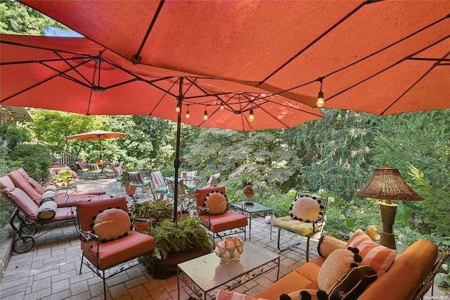 view of patio with an outdoor hangout area