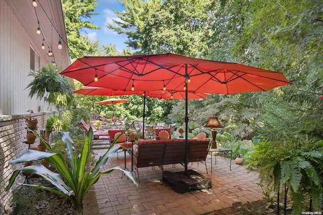 view of patio / terrace featuring an outdoor living space