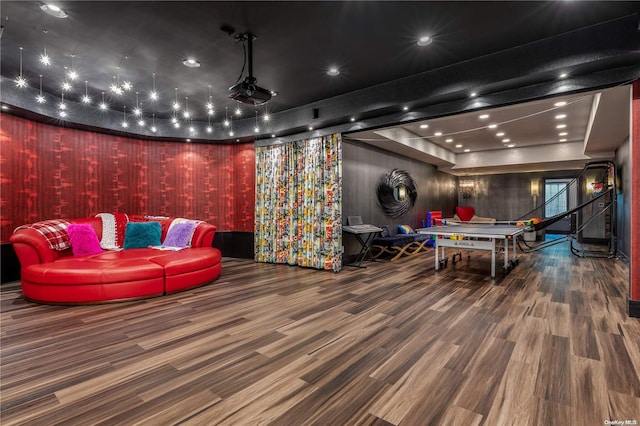 playroom with hardwood / wood-style flooring