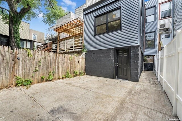 exterior space with a pergola