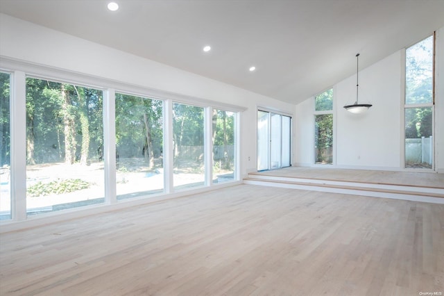 unfurnished living room featuring plenty of natural light and light wood-type flooring