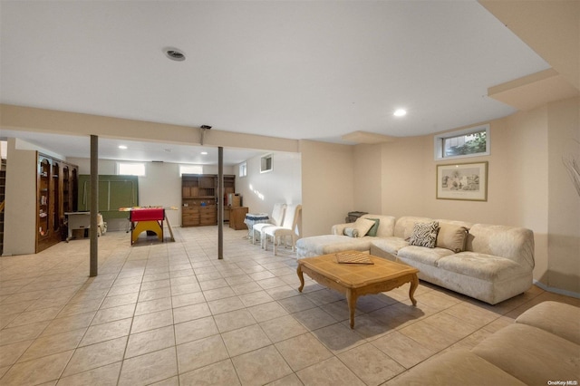 view of tiled living room