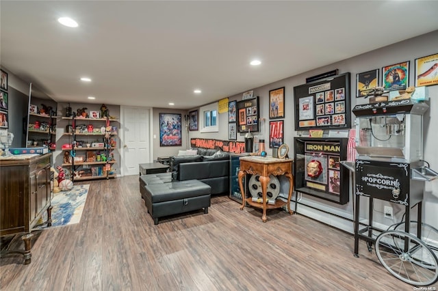 interior space with hardwood / wood-style flooring