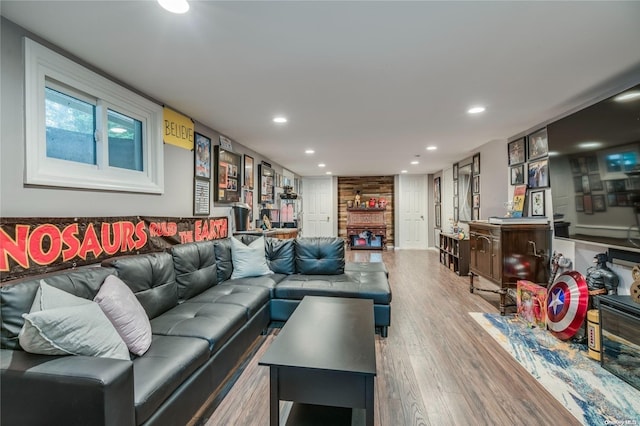 living room featuring wood-type flooring