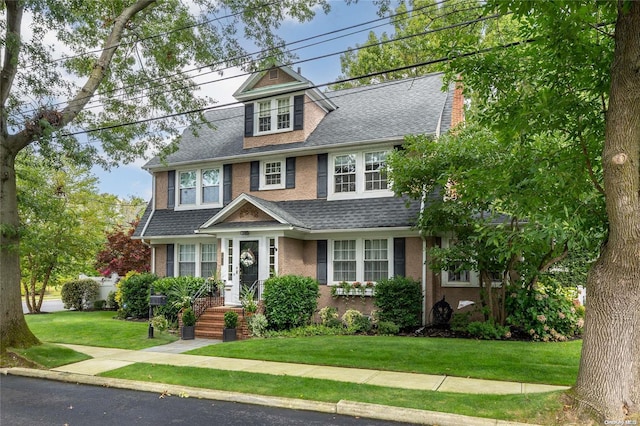 view of front facade with a front yard