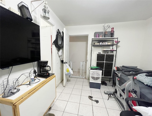 interior space featuring light tile patterned flooring