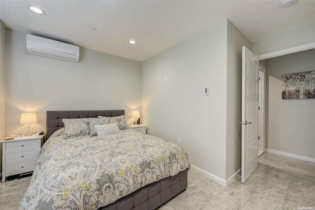 bedroom with a wall mounted air conditioner