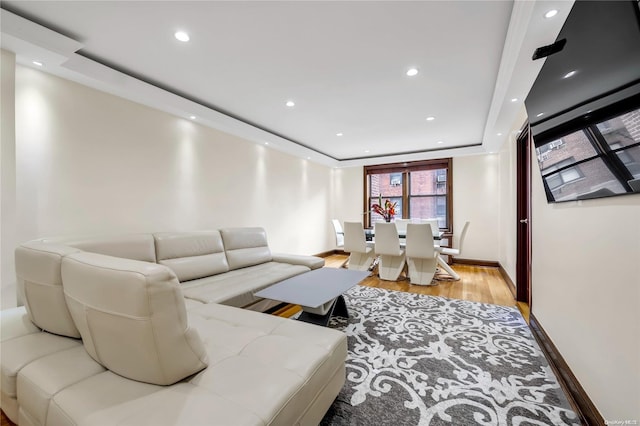 living room featuring light wood-type flooring