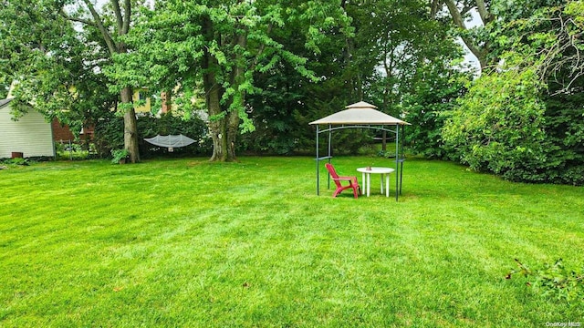 view of yard with a gazebo