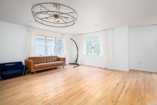 living area with light hardwood / wood-style floors