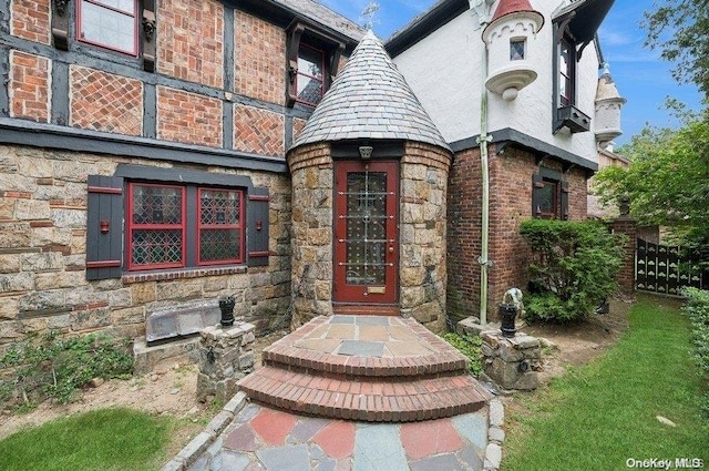 29-37 168th St, Flushing, NY 11358 - property entrance with stone siding