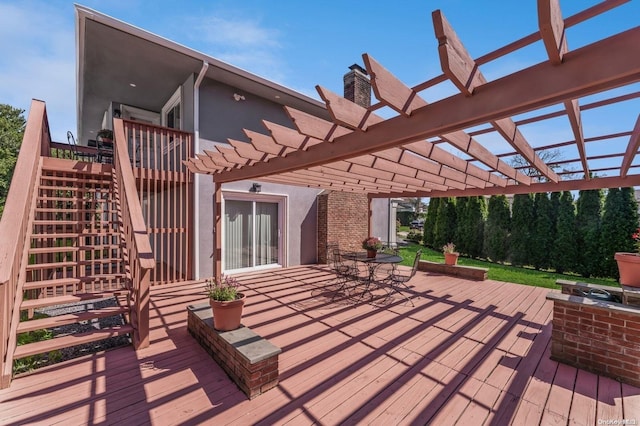 wooden terrace featuring a pergola