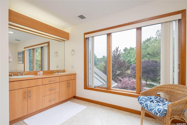 bathroom featuring vanity and tile patterned floors