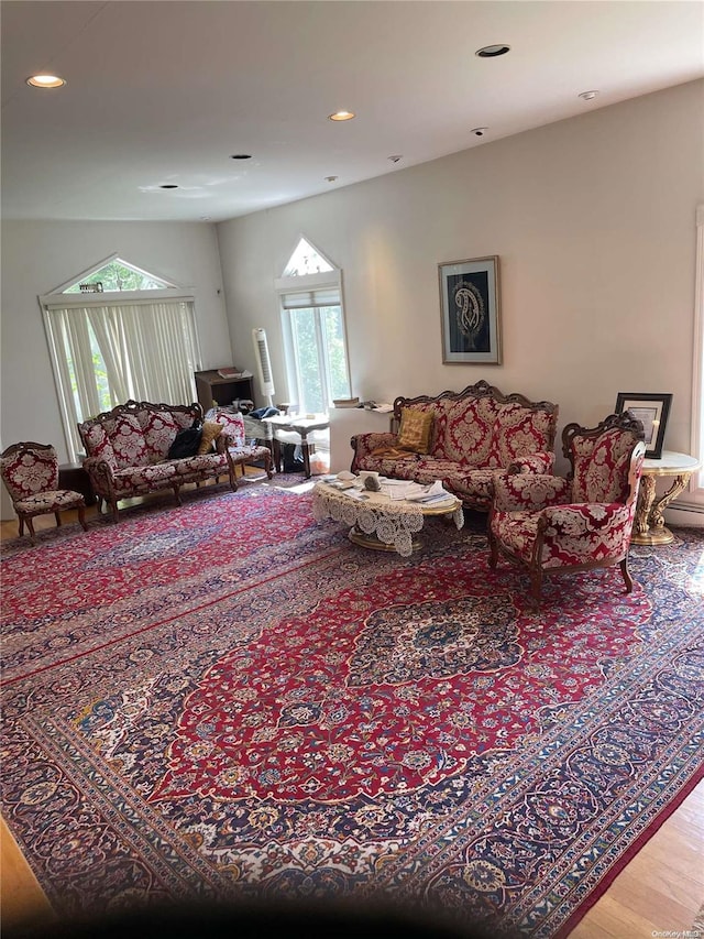 living room with hardwood / wood-style floors