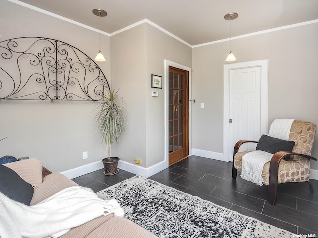 interior space featuring crown molding