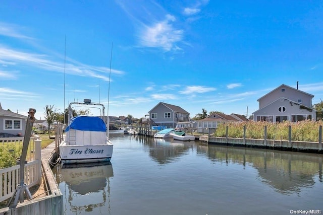 dock area with a water view