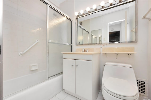 110-11 Queens Blvd Unit F4, Forest Hills, NY 11375 - bathroom featuring combined bath / shower with glass door, vanity, and tile patterned flooring
